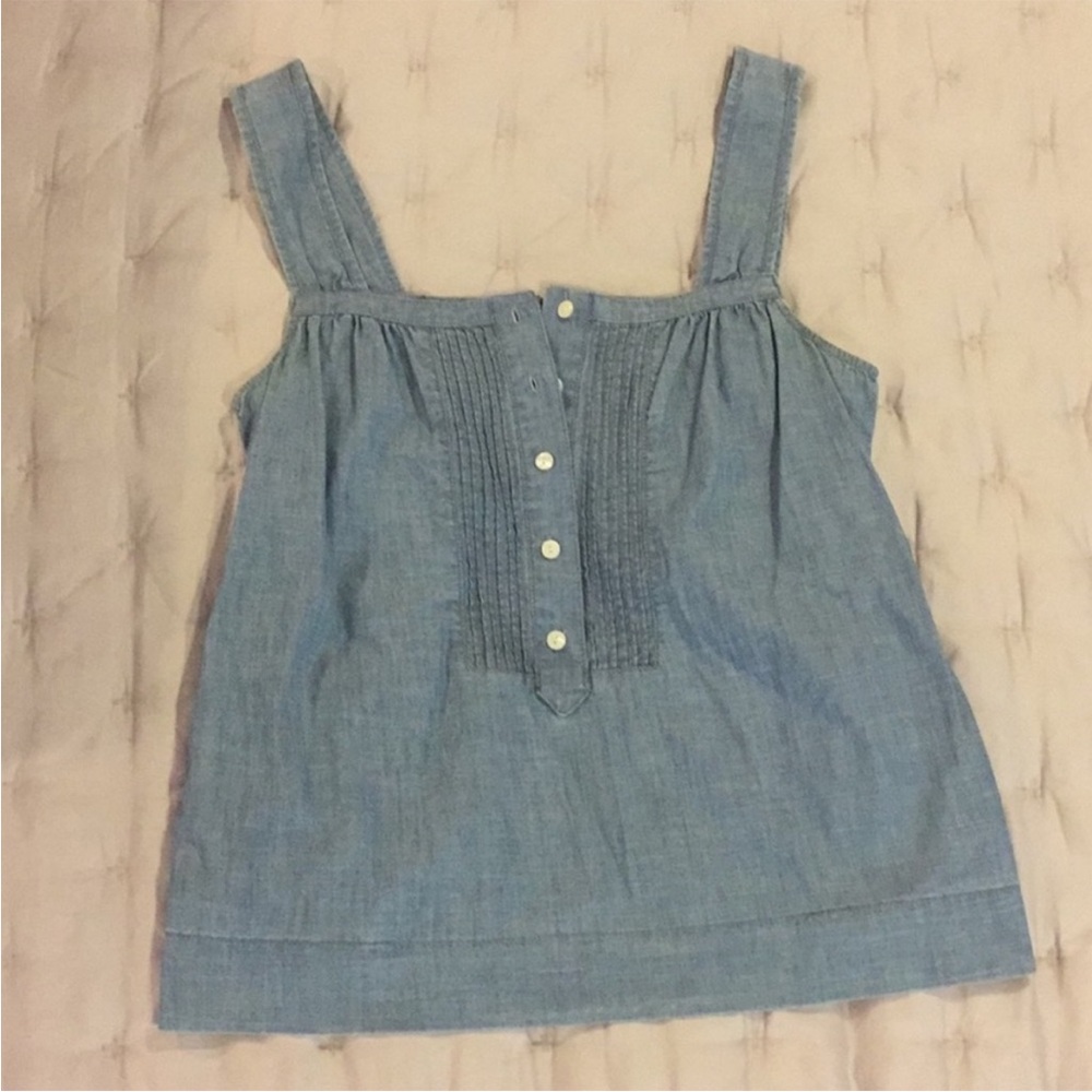 J Crew Chambray Sleeveless Tank Blouse With Pockets